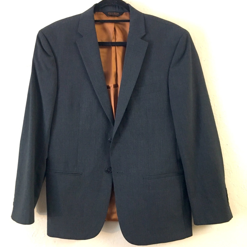 Joseph A bank 100% Wool Sports Suit Jacket 38S Gray Double Button